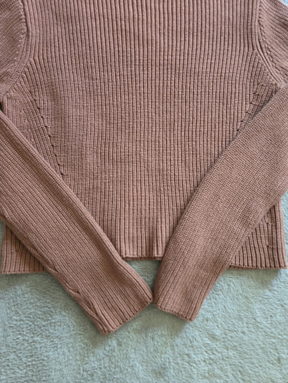 Kuwalla Rust Rib-Knit Mock Neck Sweater Size Medium - Picture 9 of 12